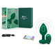 Вибропробка b-Vibe Jewel M/L с пультом ДУ, зеленая с зеленым кристаллом