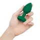 Вибропробка b-Vibe Jewel M/L с пультом ДУ, зеленая с зеленым кристаллом