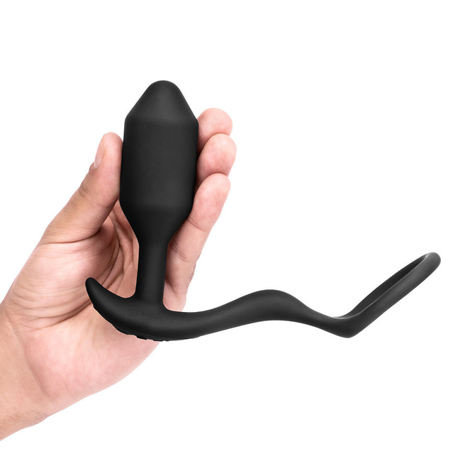 фото Вибропробка B-Vibe Vibrating Snug & Tug с эрекционным кольцом M, черный