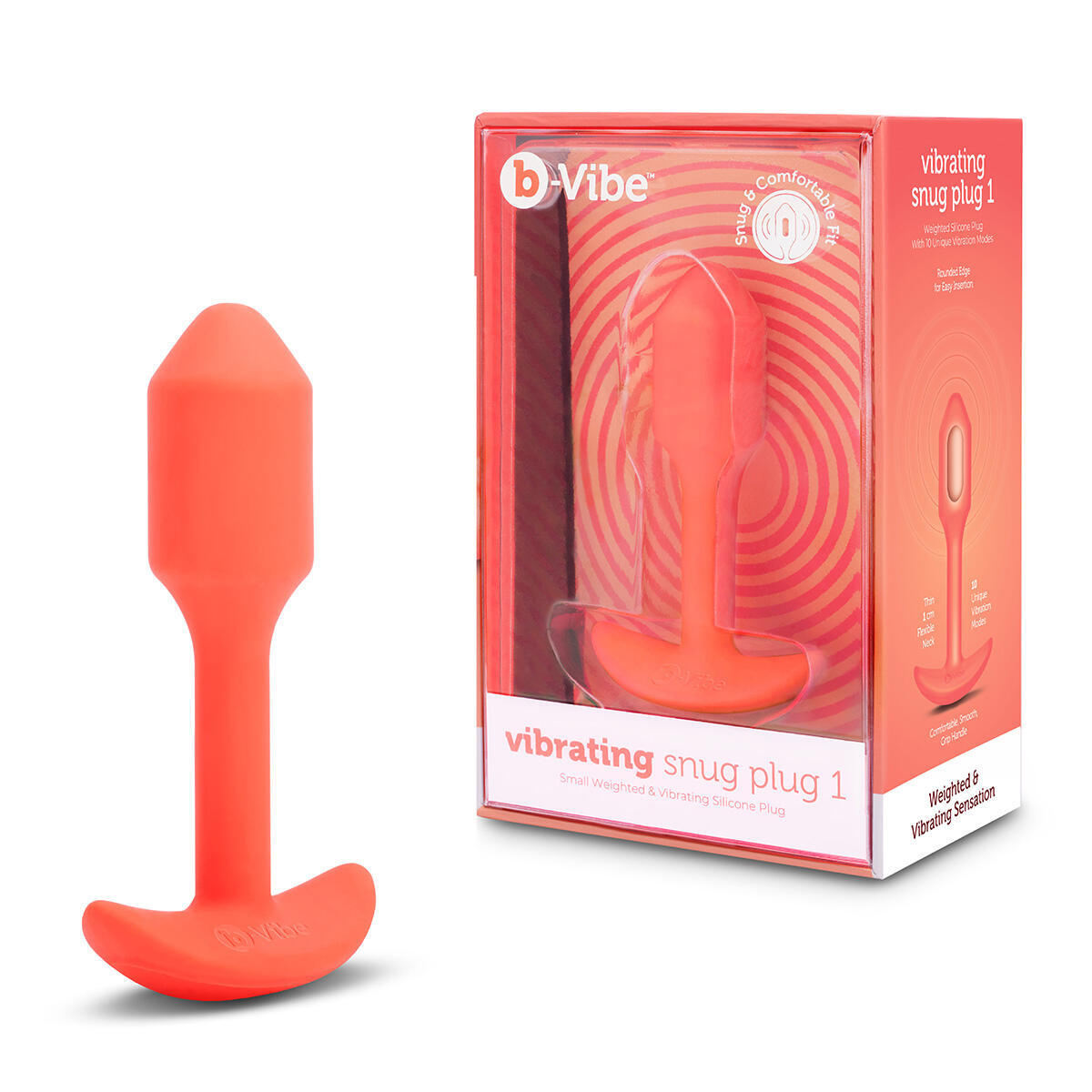 Вибропробка для ношения B-Vibe Vibrating Snug Plug 1, оранжевая