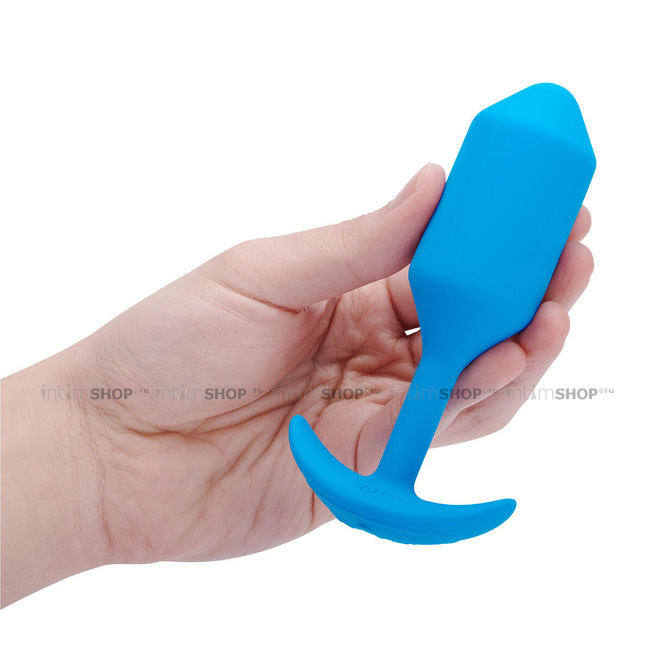 фото Вибропробка для ношения B-Vibe Vibrating Snug Plug 3, голубая, купить