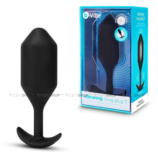 фото Вибропробка для ношения B-Vibe Vibrating Snug Plug 5, черная, купить
