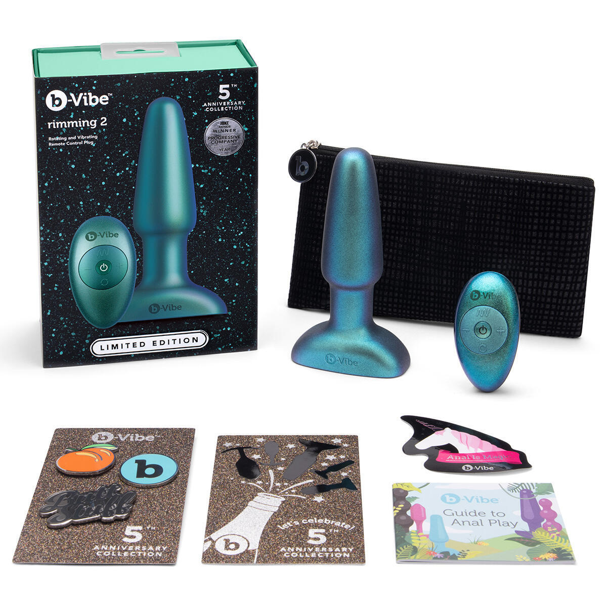 Анальная римминг-пробка b-Vibe Rimming 2 Limited Edition, зеленая