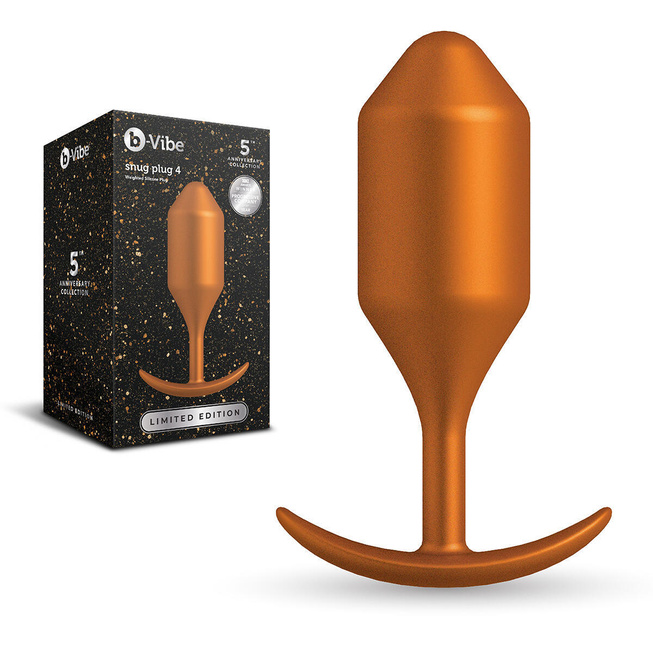 фото Лимитированная пробка для ношения B-vibe Snug Plug 4, оранжевая, купить