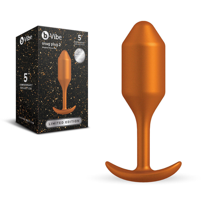 фото Лимитированная пробка для ношения B-vibe Snug Plug 2, оранжевая, купить