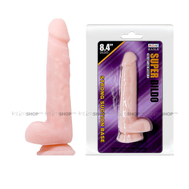 Фаллоимитатор на присоске Super Dildo Baile, 22 см, телесный от IntimShop