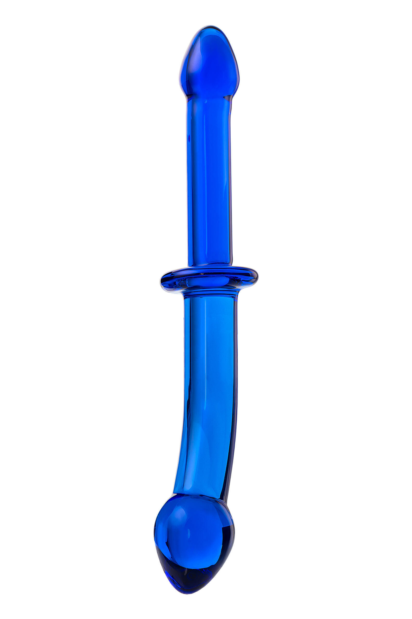 Фаллоимитатор двухсторонний Sexus Glass анально-вагинальный, синий, 25 см