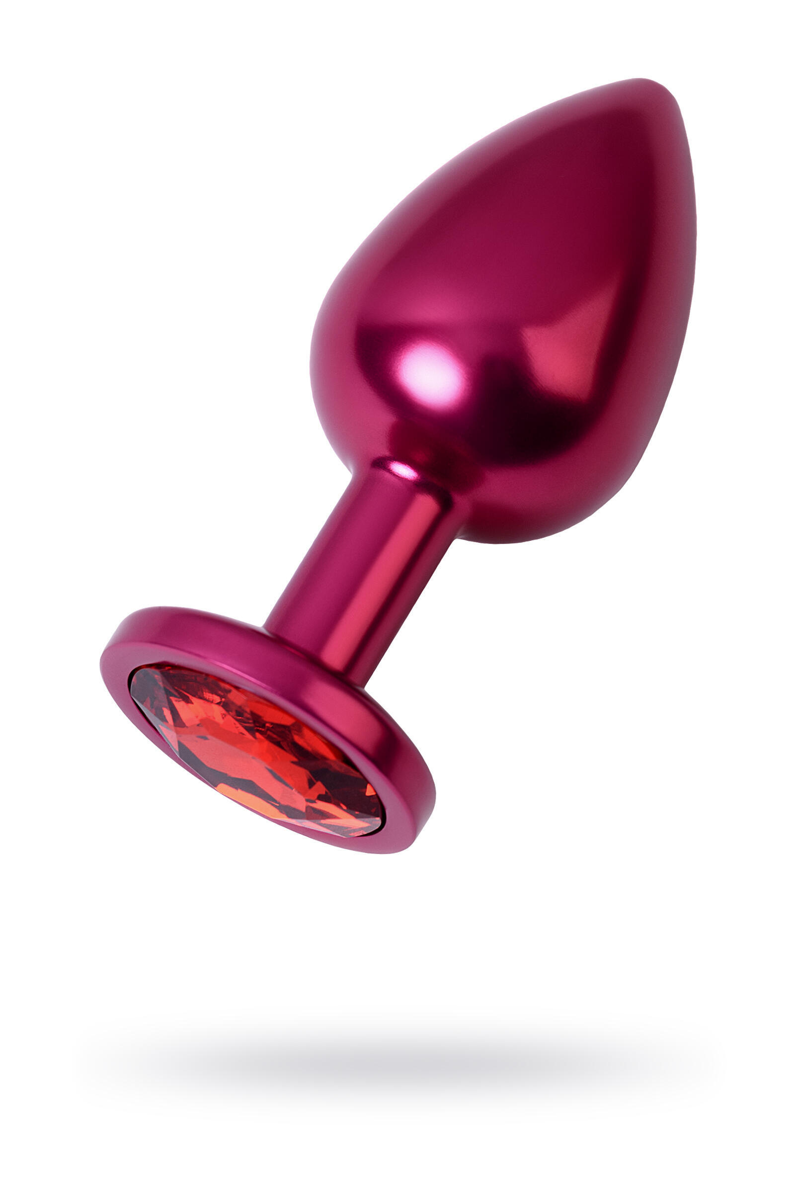 Металлическая анальная втулка Metal by Toyfа с красным кристаллом, красная