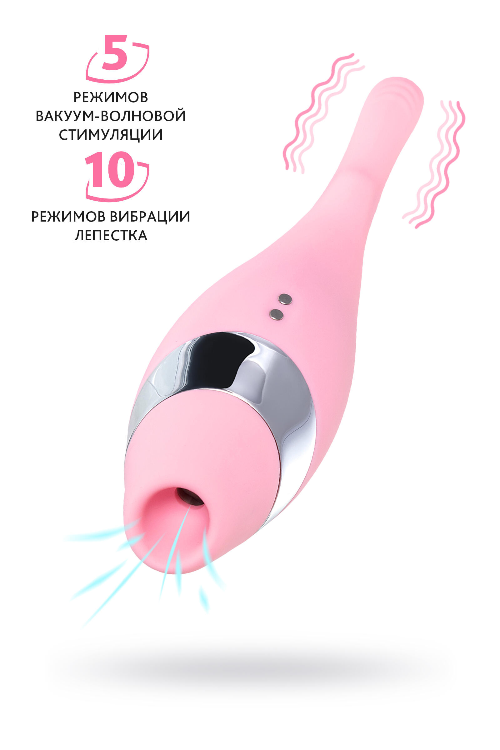 Вакуумно-волновой стимулятор клитора Flovetta by Toyfa Dahlia с точечным вибратором, розовый
