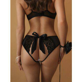 Трусики с доступом и бантом Le Frivole Easy to love 42-44, чёрные