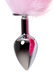 Металлическая анальная пробка Metal by Toyfa с бело-розовым хвостом M, серебристый