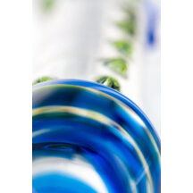 Фаллоимитатор Sexus Glass с точками и синей головкой, бесцветный, 18 см