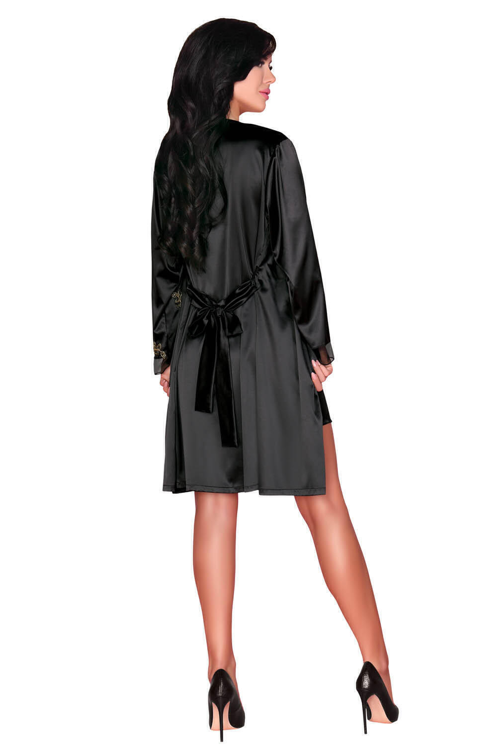 Пеньюары LivCo Corsetti Fashion LC 90367 Natasha szlafrok, Чёрный, L/XL