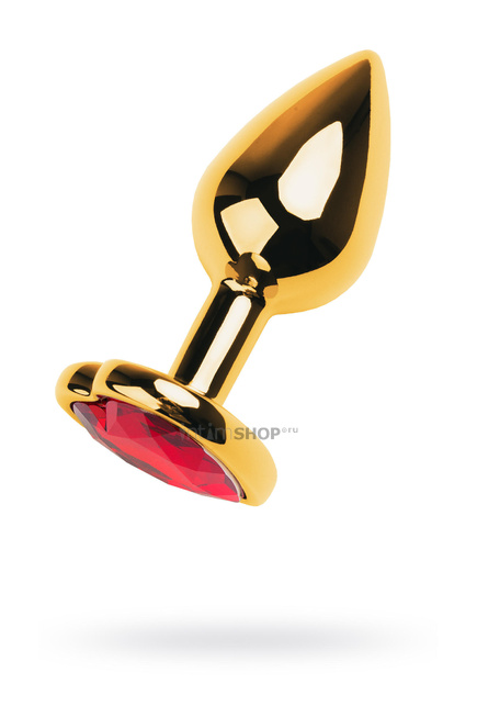 фото Анальная пробка Metal by Toyfa с кристаллом-сердце цвета рубин, золотистая