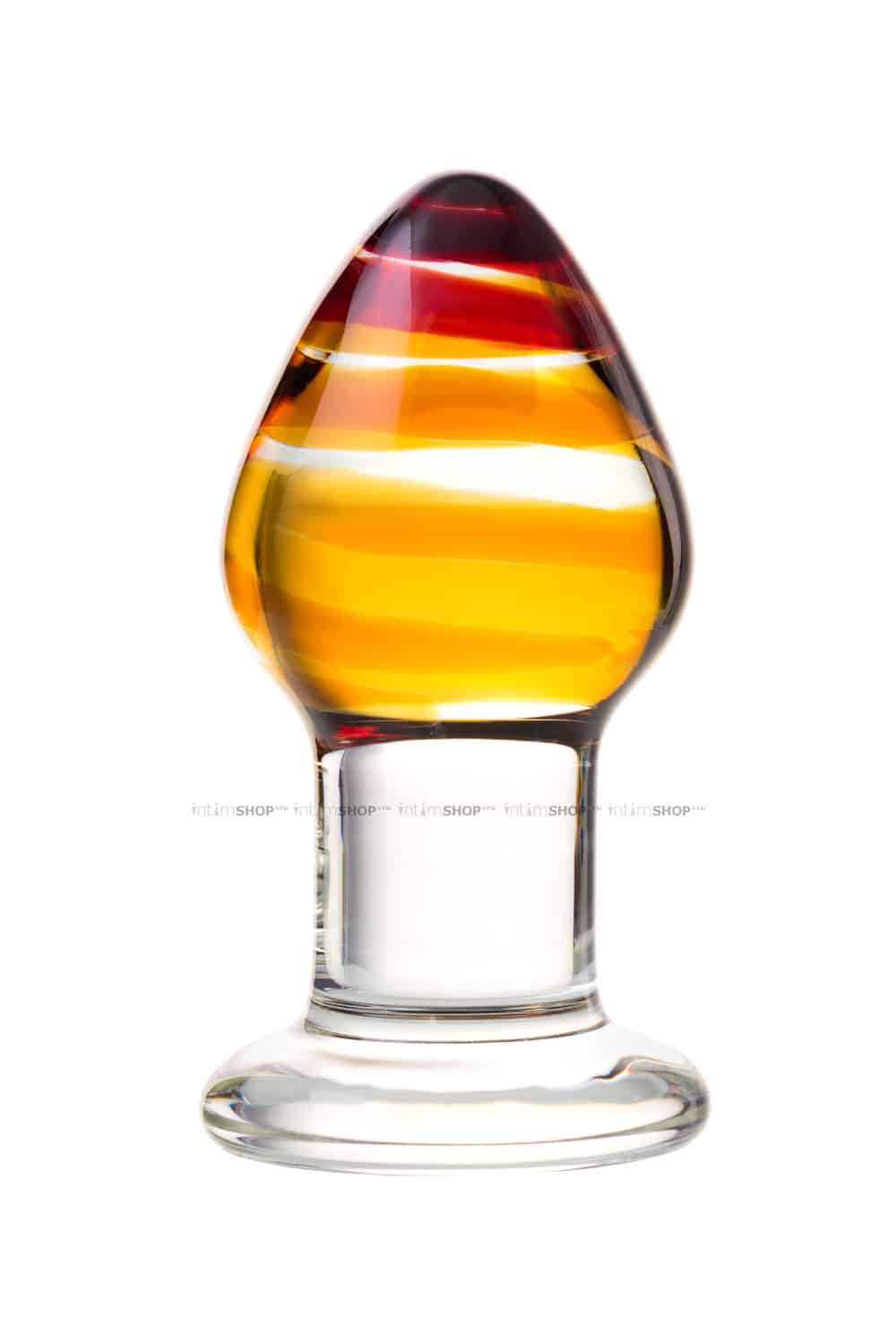 Анальная пробка Sexus Glass с янтарной головкой, бесцветная 