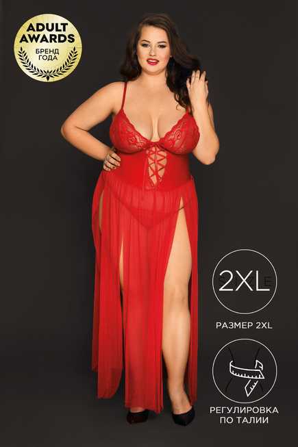 фото Комплект комбинация и стринги Candy Girl Tabitha красный, 2XL