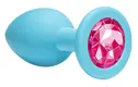 Анальная пробка Lola Games Emotions Cutie Medium, голубая с розовым стразом
