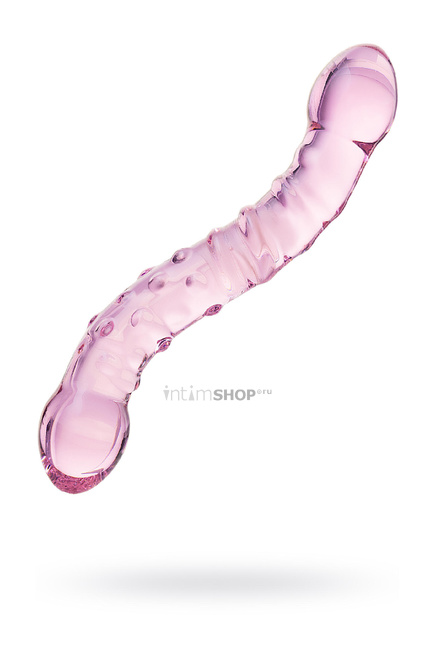 фото Фаллоимитатор Sexus Glass двусторонний изогнутый, розовый, 20,5 см