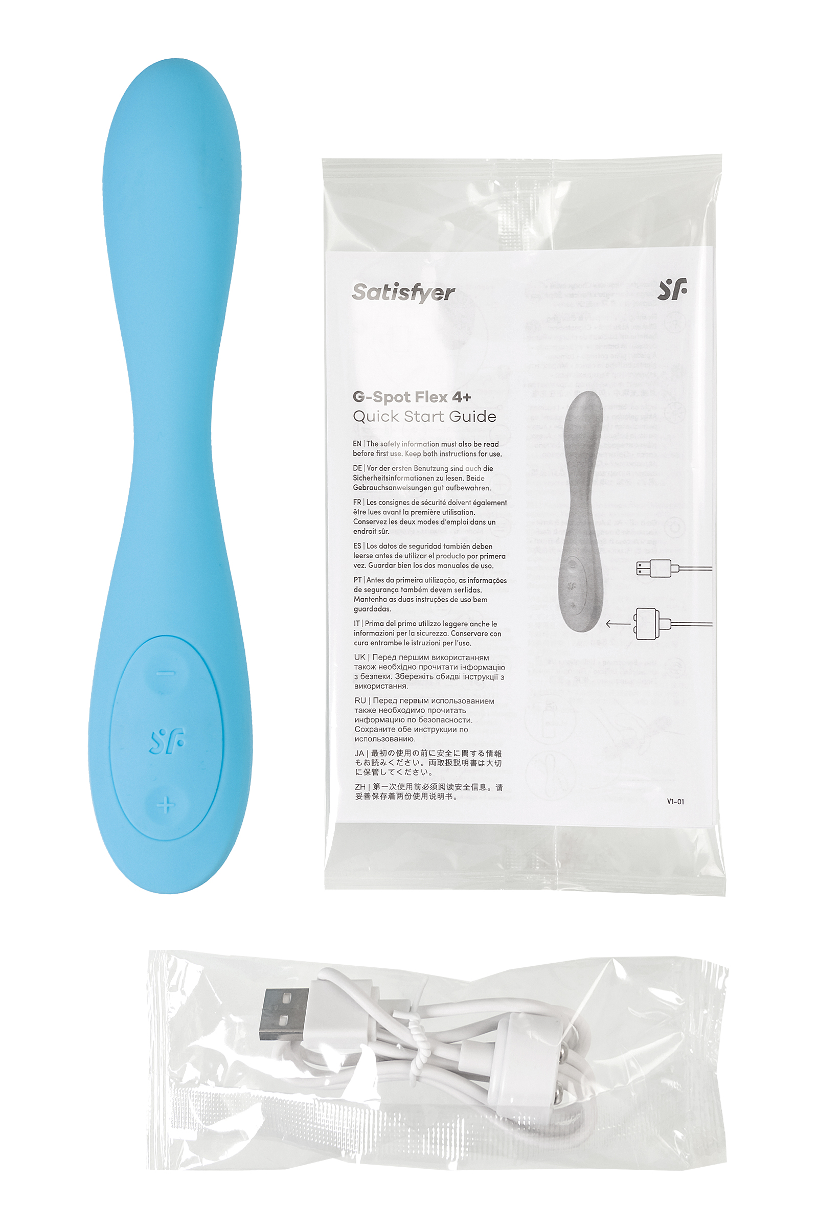 Вагинально-клиторальный вибратор с фиксацией формы Satisfyer G-Spot Flex 4+, голубой