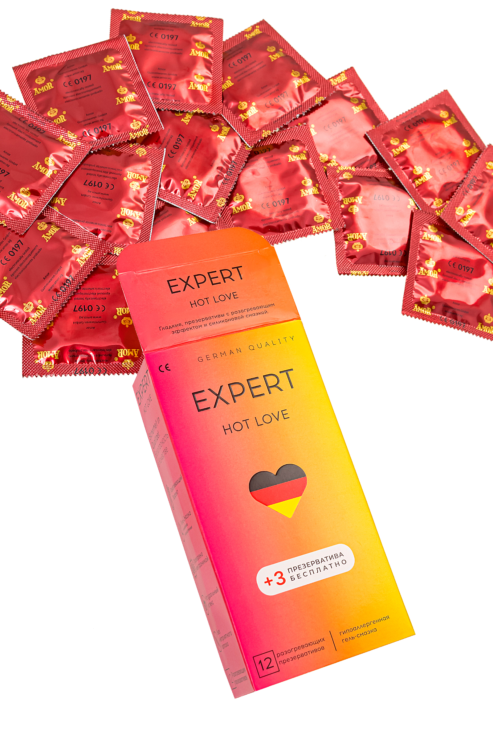 Презервативы с разогревающим эффектом Amor Expert Hot Love, 12 шт + 3 шт