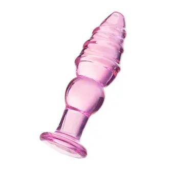 Анальная пробка Sexus Glass ребристая, розовая