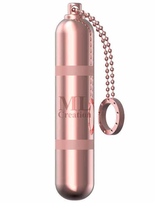 Мини-вибратор на цепочке ML Creation Glittering Bullet, золотисто-розовый от IntimShop