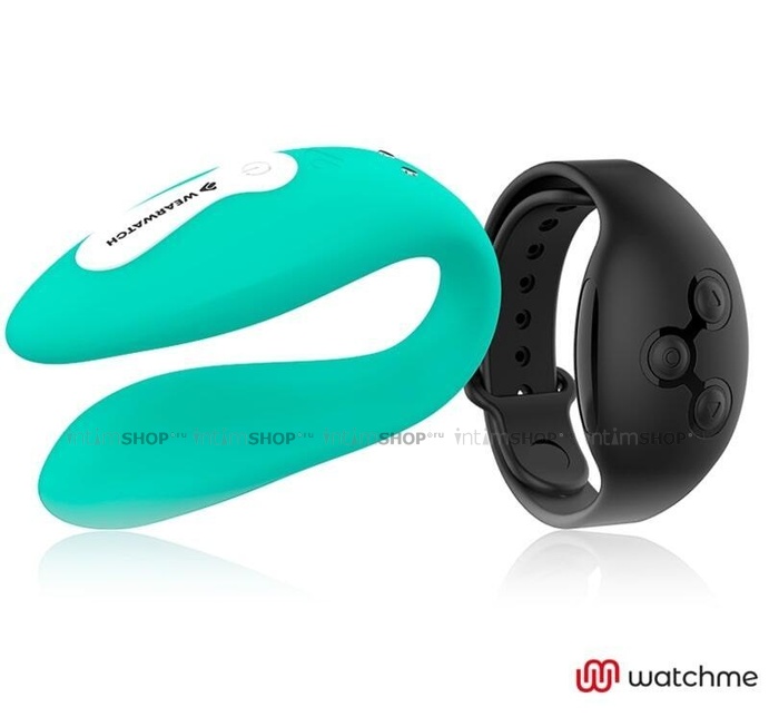 Вибратор для пар DreamLove Wearwatch Dual Pleasure Watchme с черным браслетом ДУ, зеленый от IntimShop