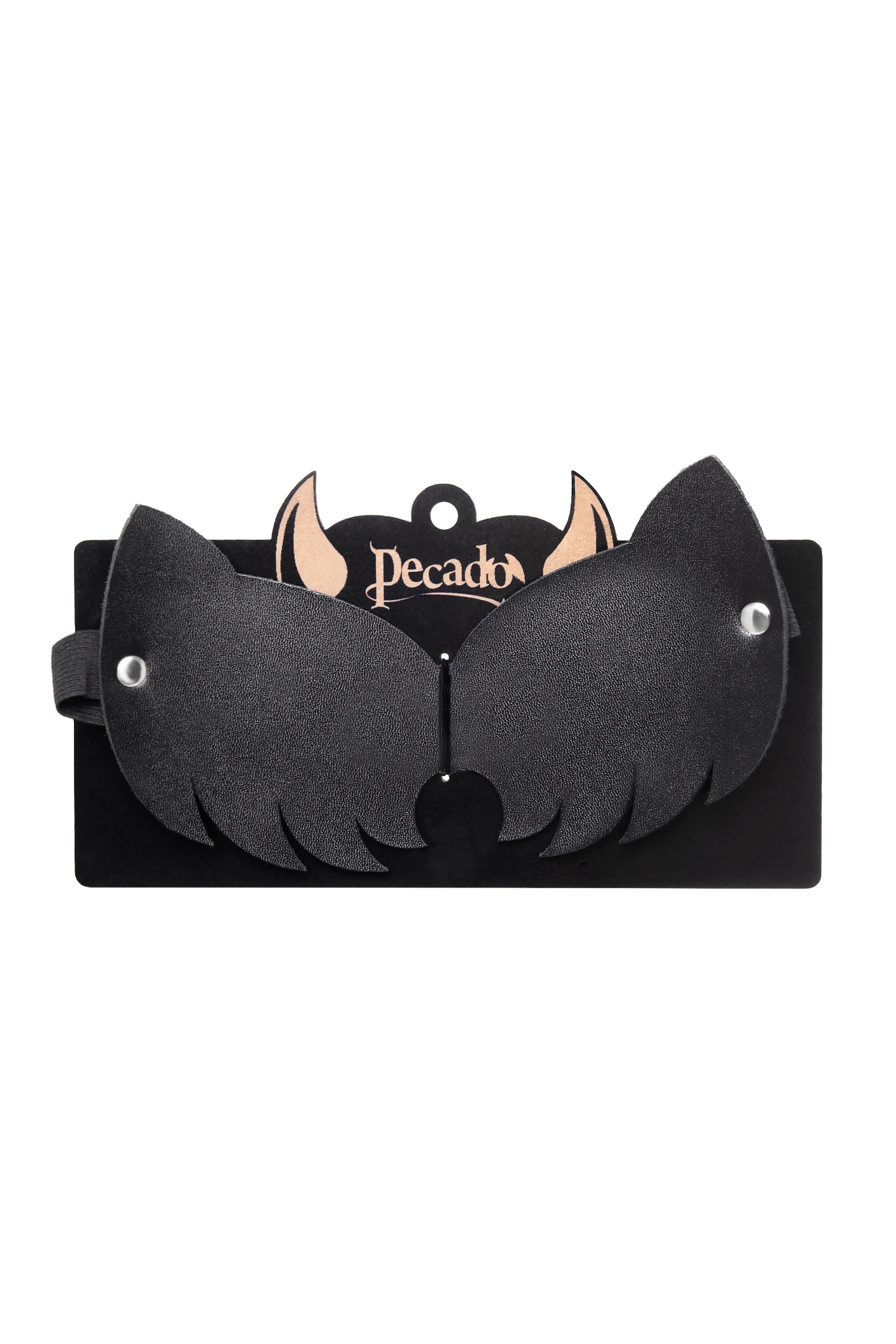 Маска-кошка закрытая Pecado BDSM с ушками, черная