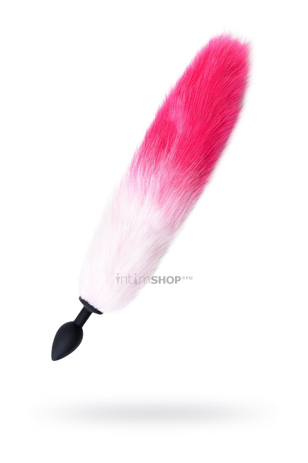 фото Анальная втулка с бело-розовым хвостом Popo Pleasure Toyfa, M, черный