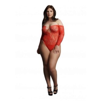 Боди Le Desir Wonder Rhinestone Bodysuit, красный, Plus size