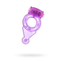 Эрекционное кольцо Toyfa с вибропулей и язычком, фиолетовое