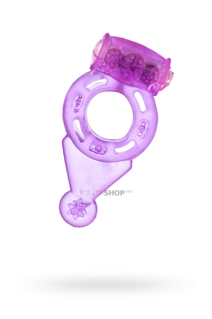 фото Эрекционное кольцо Toyfa с вибропулей и язычком, фиолетовое, купить