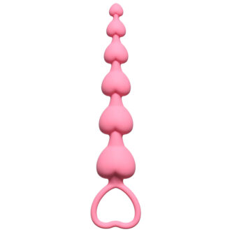 Анальная цепочка Lola Toys First Time Heart's Beads, розовая