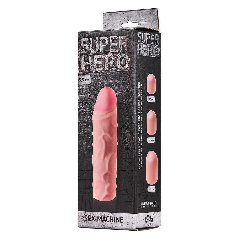 Насадка на член Lola Games Super Hero Sex Machine удлиняющая, телесная