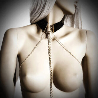 Дизайнерский Ошейник BIJOUX INDISCRETS - DESIR METALLIQUE COLLAR BLACK на цепях, черный