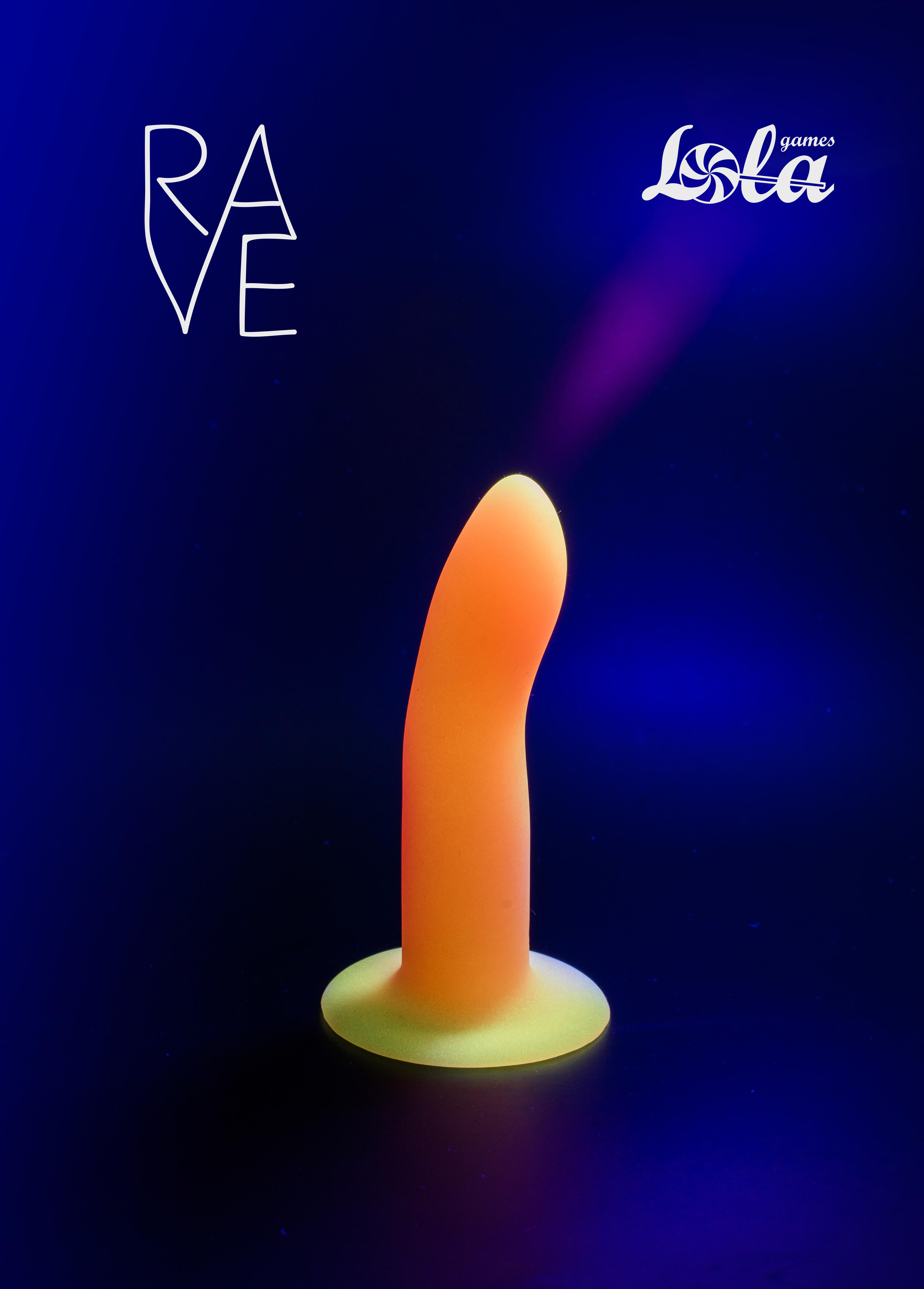 Фаллоимитатор светящийся в темноте Lola Games Rave Light Keeper 13 см, розово-желтый