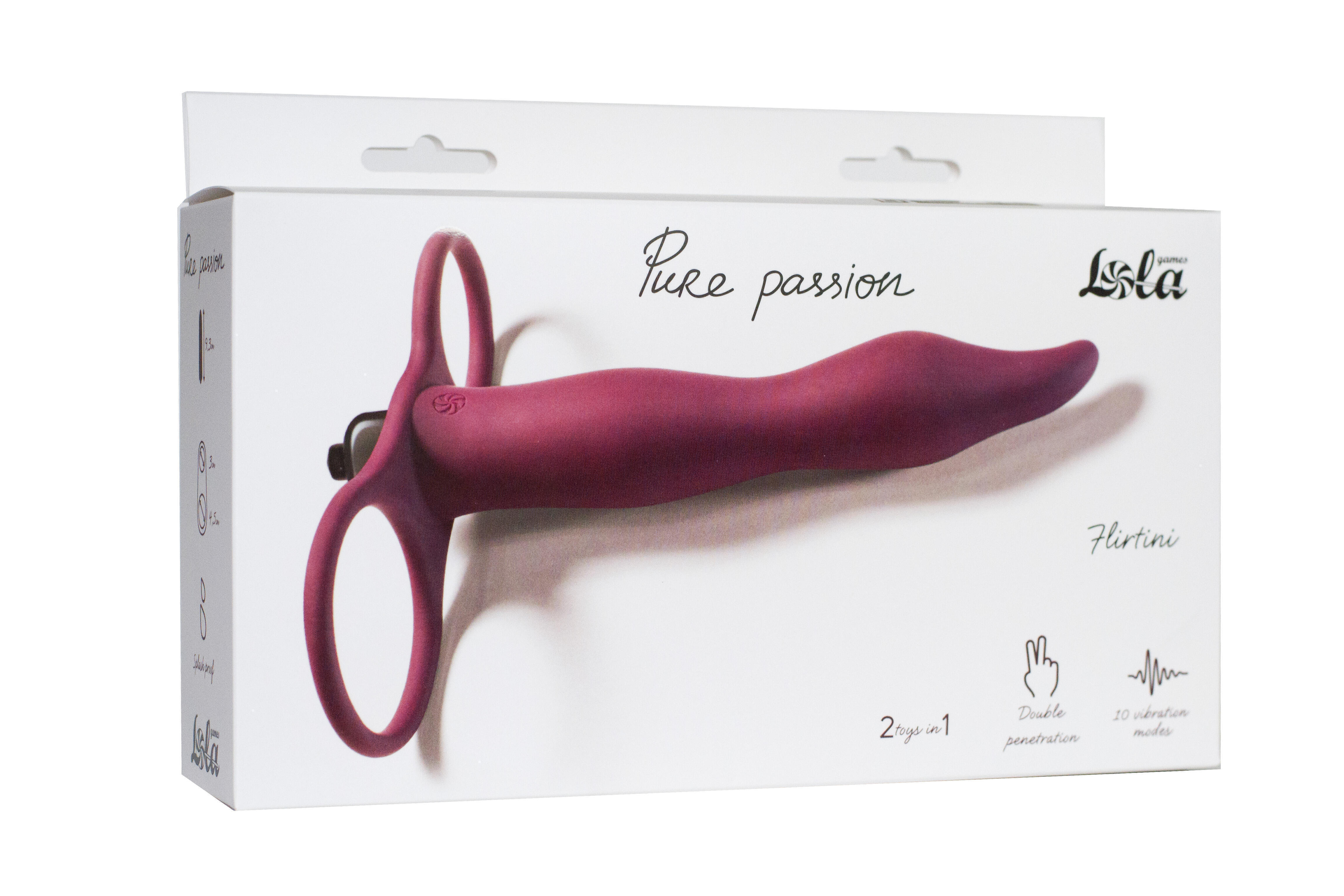 Вибронасадка для двойного проникновения Lola Toys Pure Passion Flirtini, бордовая