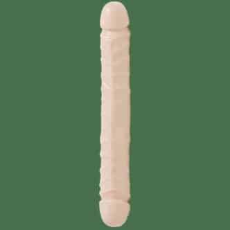 Двусторонний фаллоимитатор с фиксацией формы Doc Johnson Jr. Veined Double Header Bender 30.5 см, телесный