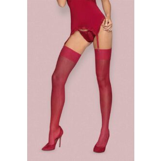 Чулки Obsessive S 800 stockings Ruby, Бордовый, L/XL