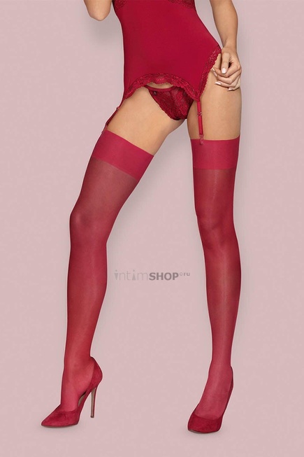 фото Чулки Obsessive S 800 stockings Ruby, Бордовый, S/M