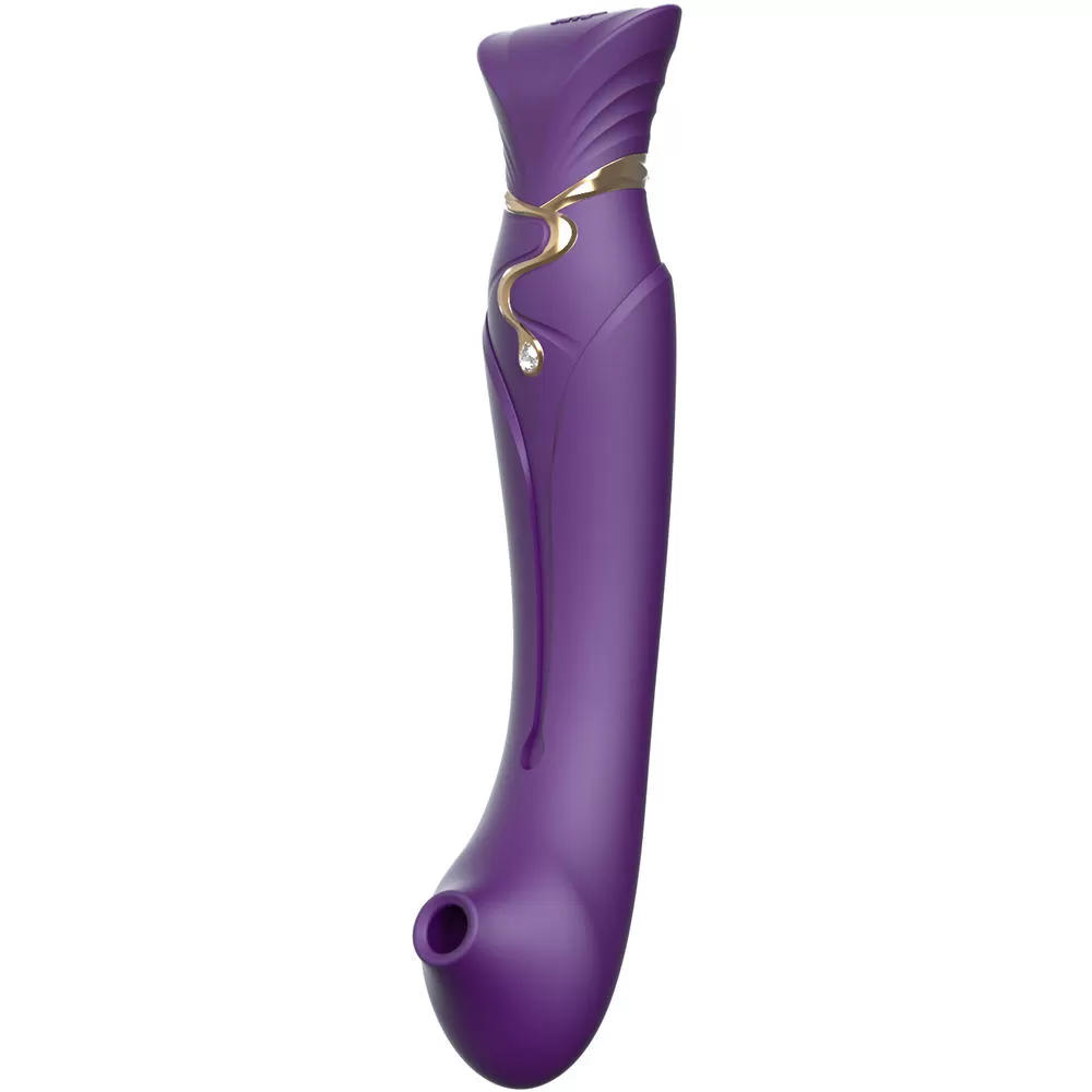 Вибратор с осцилляцией и нагревом Zalo Queen с дополнительной насадкой, фиолетовый