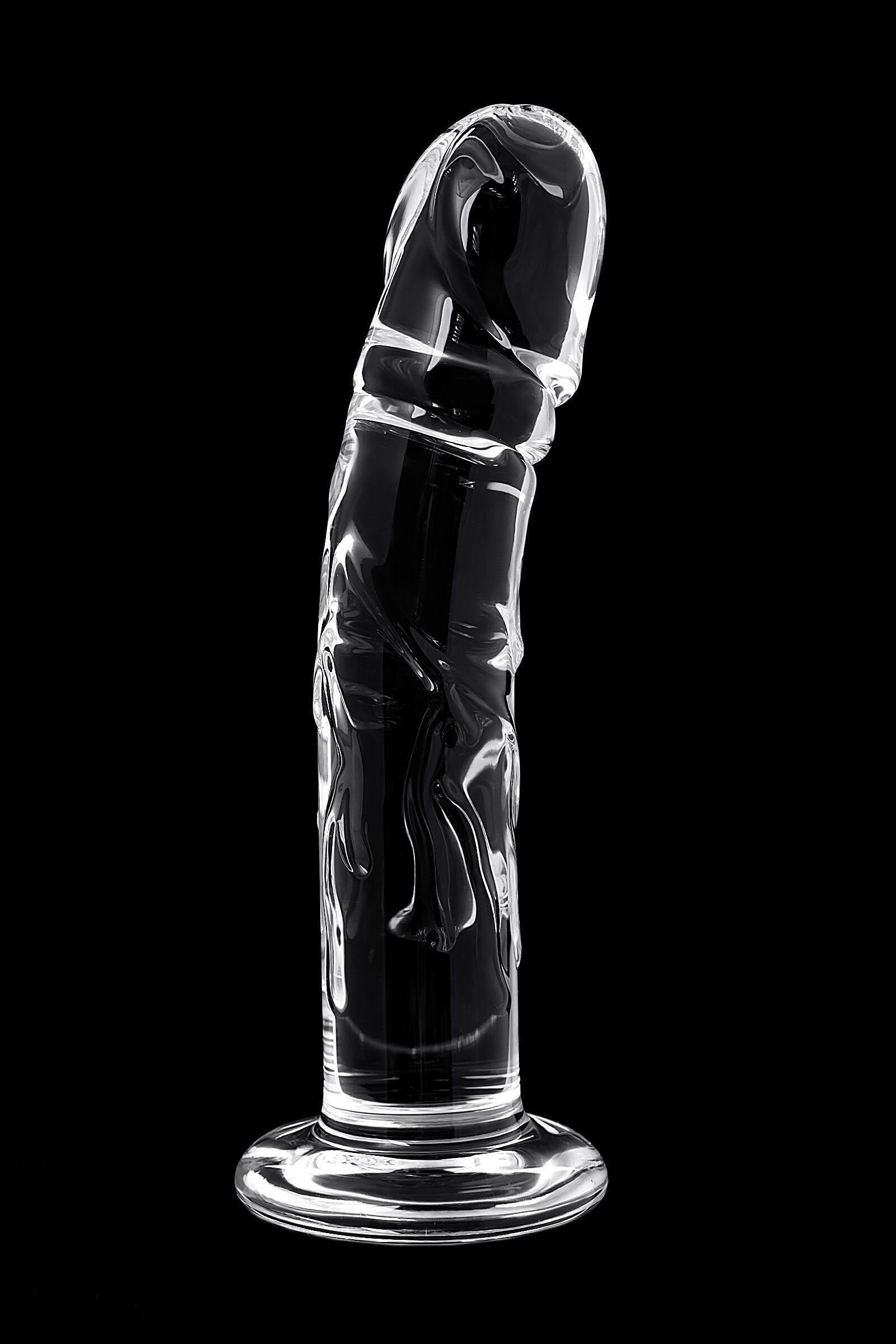 Фаллоимитатор Sexus Glass рельефный, бесцветный, 19,5 см