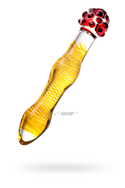 фото Фаллоимитатор Sexus Glass двусторонний, желтый, 18 см