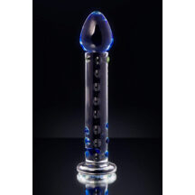 Фаллоимитатор Sexus Glass с точками и синей головкой, бесцветный, 18 см