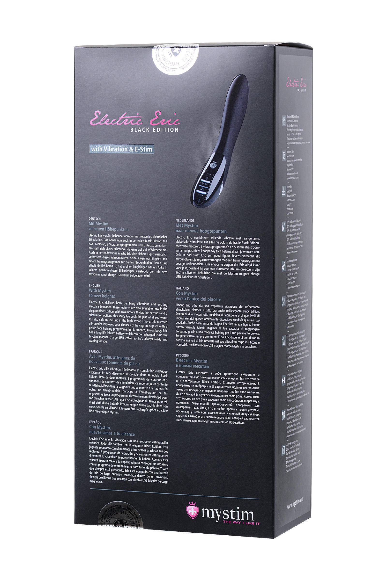 Вибратор с миостимуляцией Mystim Electric Eric Black Edition, черный