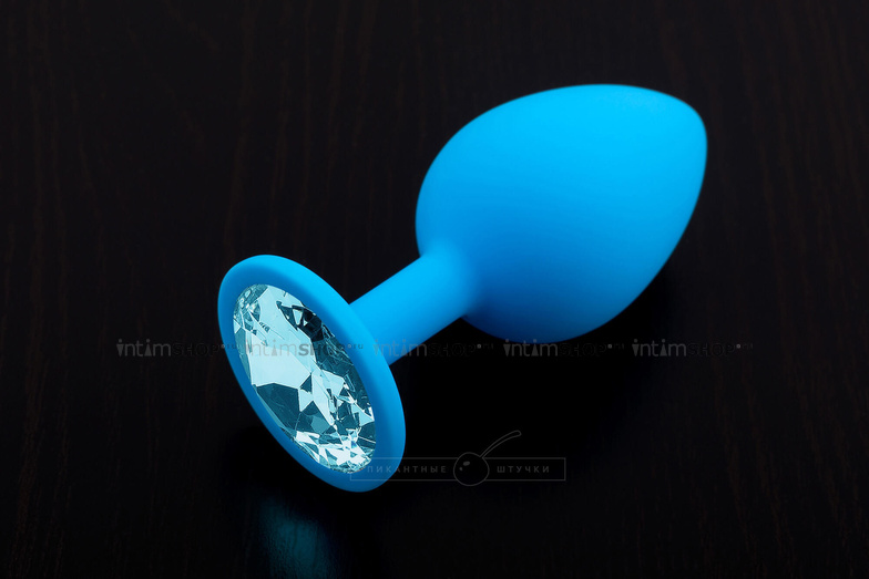фото Большая силиконовая пробка Пикантные штучки с голубым кристаллом, голубой
