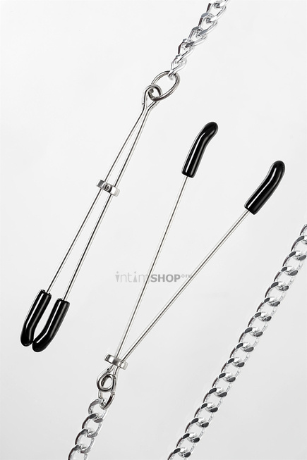 Зажимы на соски «вилки» на цепочке Pecado BDSM, металл, серебро - фото 4