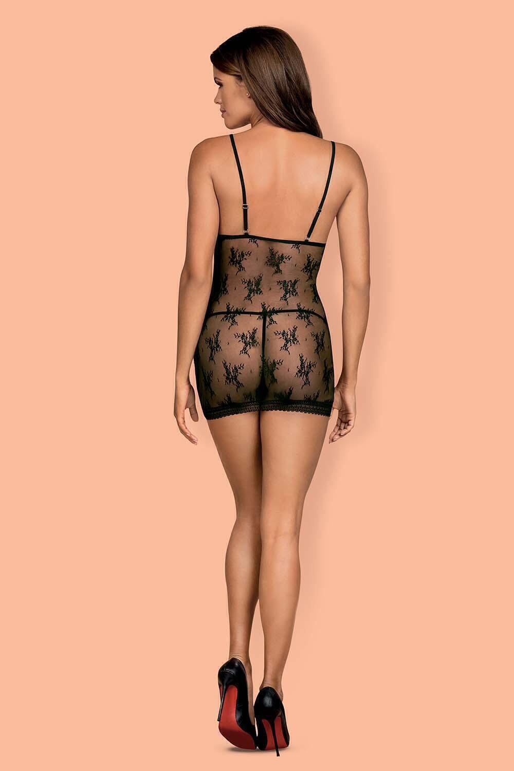 Сорочка Obsessive Jennifairy chemise, Чёрный, L/XL