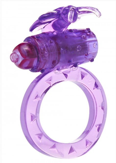 Виброкольцо с клиторальным стимулятором Toy Joy Flutter-Ring, фиолетовое
