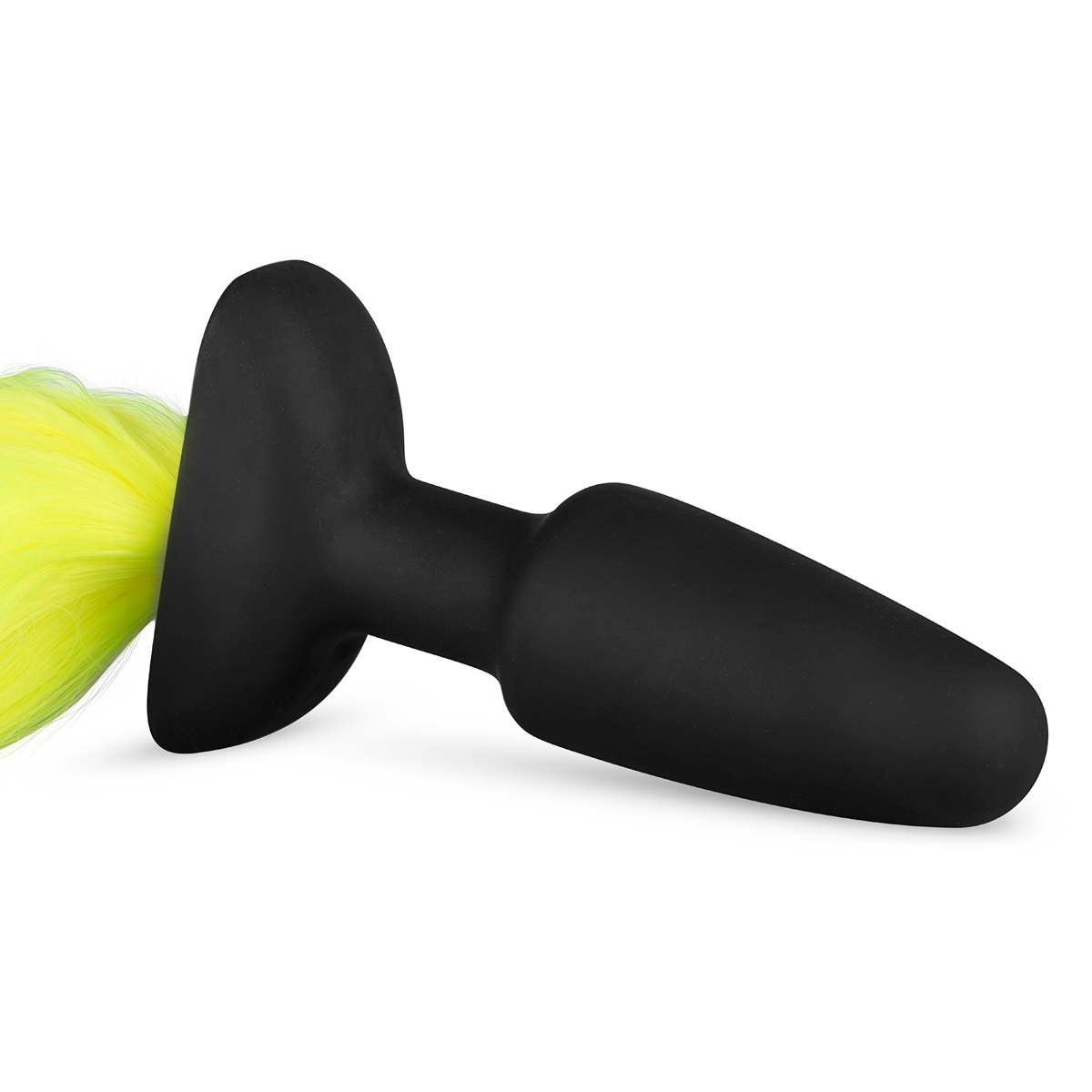 Силиконовая анальная пробка EDC EasyToys Butt Plug With Tail, чёрная с жёлтым хвостом